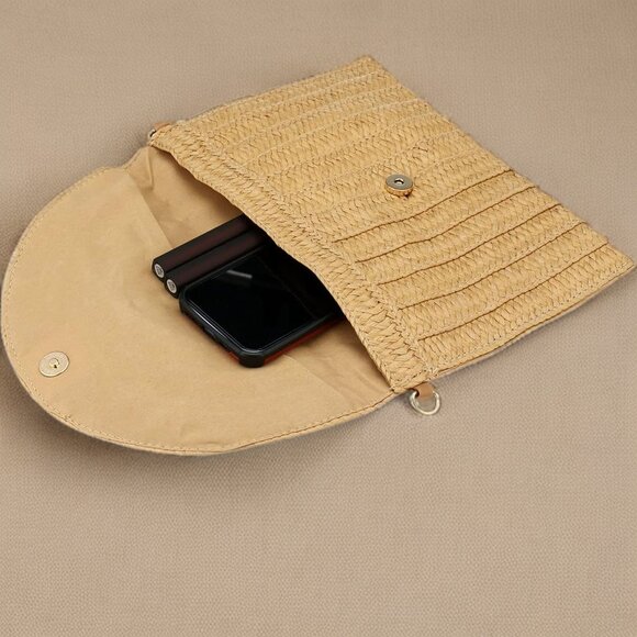 Straw Beach Purse Summer Clutch Crossbody Handbag Shoulder Bag Travel Wallet - Picture 8 of 8